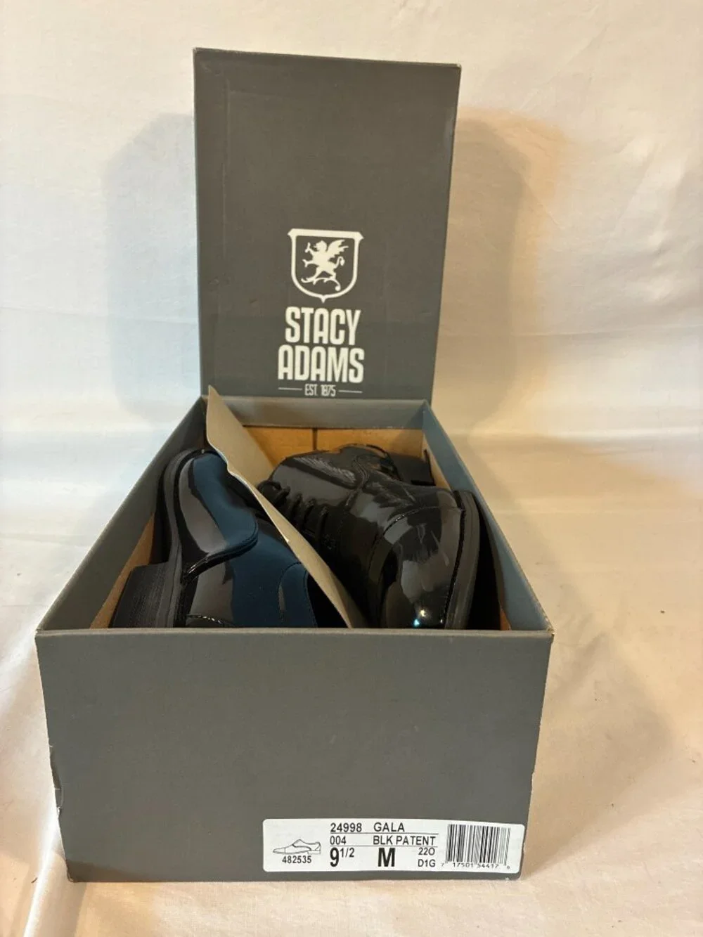 Stacy Adams Gala Cap Toe Oxford Black Patent Leather Men's 9.5M Tuxedo w/ Box